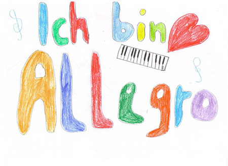 Musikunterricht Allegro Düsseldorf - gemaltes Bild von einem Musikschüler - ich sind Allegro.